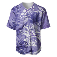 Polynesian Hibiscus Flower Tribal Baseball Jersey Violet Color LT9 Violet - Polynesian Pride