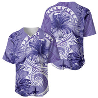 Polynesian Hibiscus Flower Tribal Baseball Jersey Violet Color LT9 - Polynesian Pride