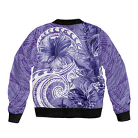Polynesian Hibiscus Flower Tribal Bomber Jacket Violet Color LT9 - Polynesian Pride