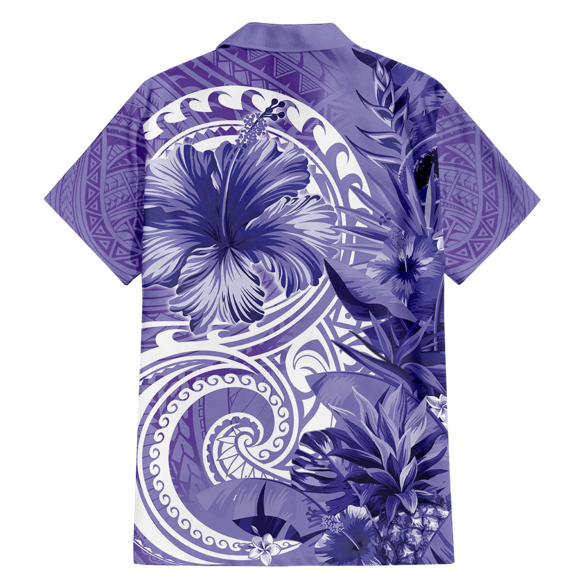 Polynesian Hibiscus Flower Tribal Family Matching Long Sleeve Bodycon Dress and Hawaiian Shirt Violet Color LT9 - Polynesian Pride