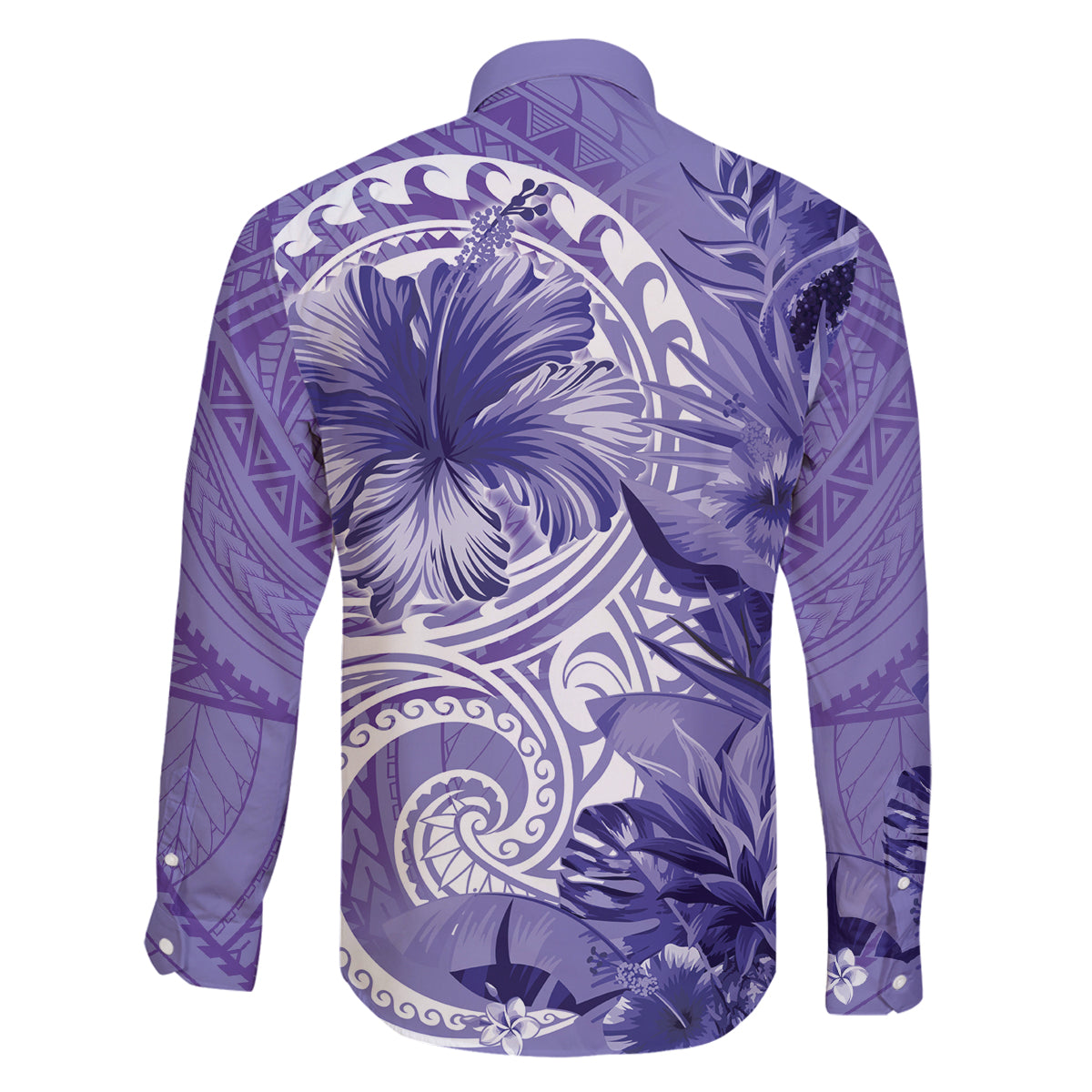 Polynesian Hibiscus Flower Tribal Family Matching Off Shoulder Maxi Dress and Hawaiian Shirt Violet Color LT9 - Polynesian Pride