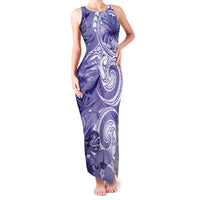 Polynesian Hibiscus Flower Tribal Family Matching Tank Maxi Dress and Hawaiian Shirt Violet Color LT9 Mom's Dress Violet - Polynesian Pride