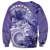 Polynesian Hibiscus Flower Tribal Sweatshirt Violet Color
