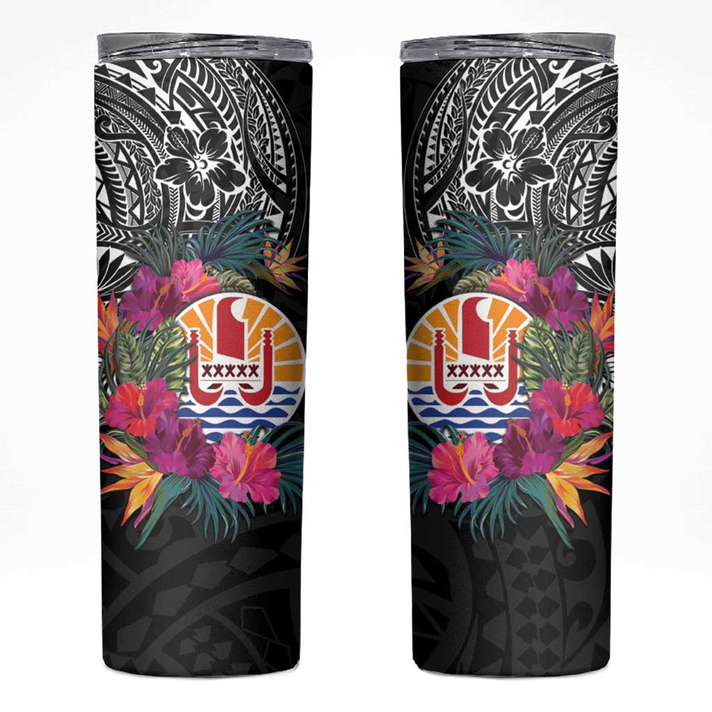 Tahiti Island Skinny Tumbler French Polynesian Tropical LT9 Black - Polynesian Pride