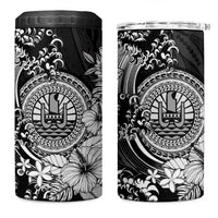 Black Polynesian Tahiti Island 4 in 1 Can Cooler Tumbler The Wave of Water LT9 One Size: 16 oz Black - Polynesian Pride