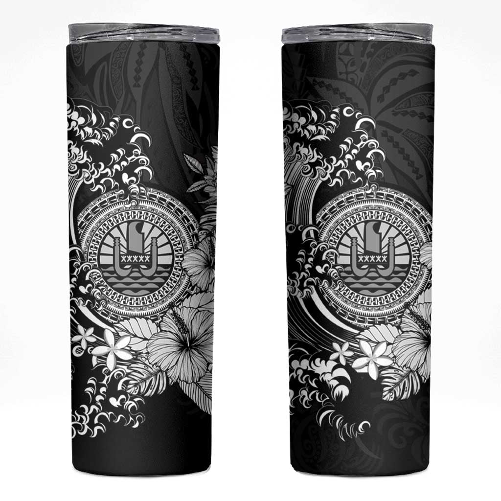 Black Polynesian Tahiti Island Skinny Tumbler The Wave of Water LT9 Black - Polynesian Pride