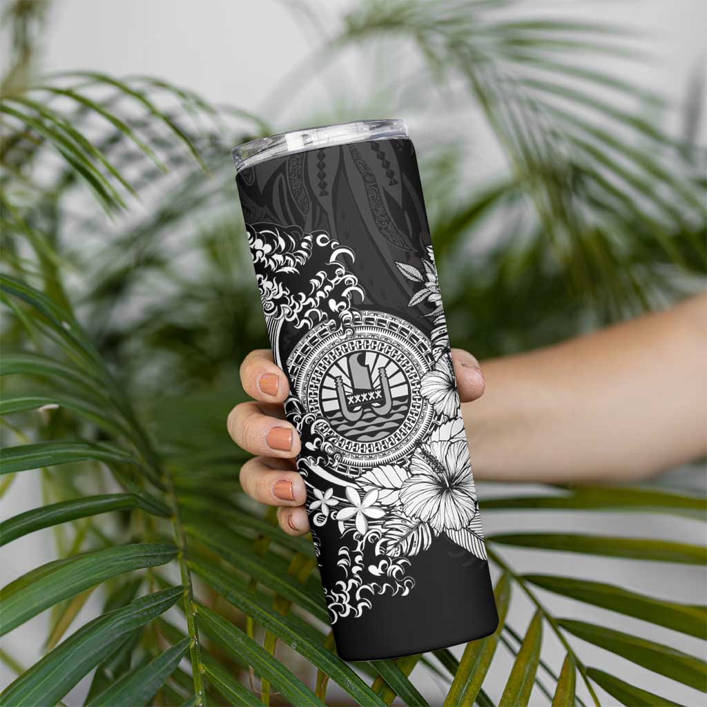 Black Polynesian Tahiti Island Skinny Tumbler The Wave of Water LT9 - Polynesian Pride