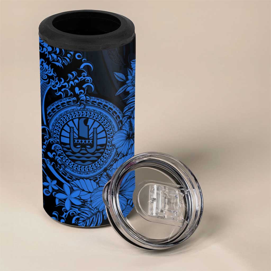 Blue Polynesian Tahiti Island 4 in 1 Can Cooler Tumbler The Wave of Water LT9 - Polynesian Pride