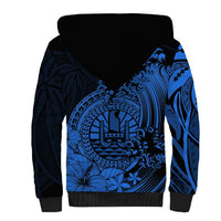 Polynesian Tahiti Island Sherpa Hoodie The Wave of Water - Blue LT9 - Polynesian Pride