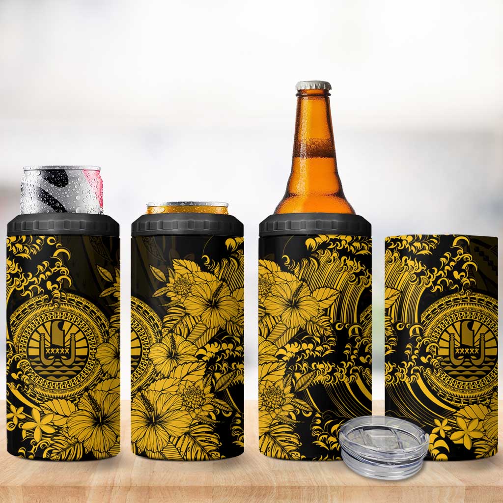 Gold Polynesian Tahiti Island 4 in 1 Can Cooler Tumbler The Wave of Water LT9 - Polynesian Pride