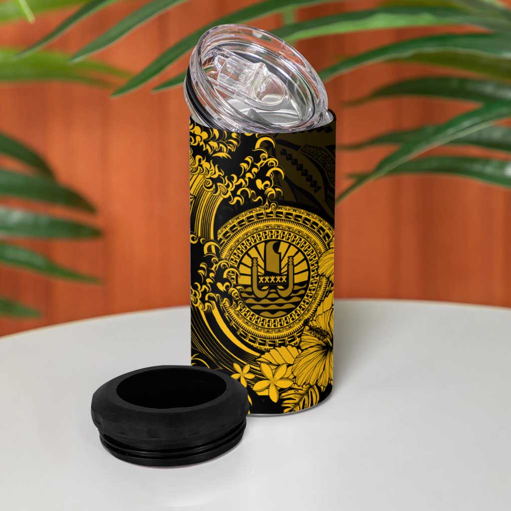Gold Polynesian Tahiti Island 4 in 1 Can Cooler Tumbler The Wave of Water LT9 - Polynesian Pride