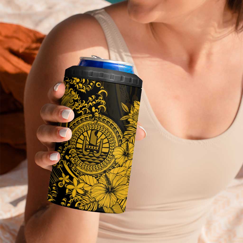 Gold Polynesian Tahiti Island 4 in 1 Can Cooler Tumbler The Wave of Water LT9 - Polynesian Pride