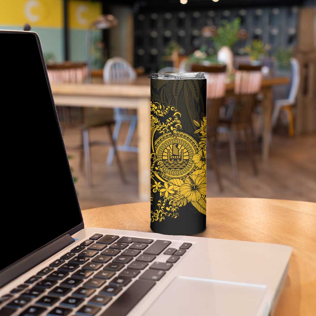 Gold Polynesian Tahiti Island Skinny Tumbler The Wave of Water LT9 - Polynesian Pride