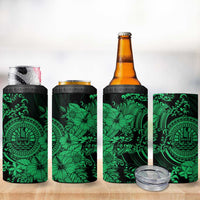 Green Polynesian Tahiti Island 4 in 1 Can Cooler Tumbler The Wave of Water LT9 - Polynesian Pride