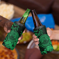Green Polynesian Tahiti Island 4 in 1 Can Cooler Tumbler The Wave of Water LT9 - Polynesian Pride