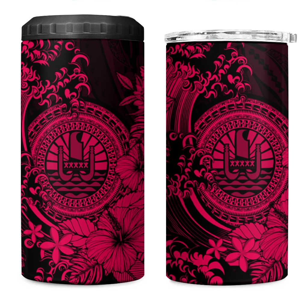 Pink Polynesian Tahiti Island 4 in 1 Can Cooler Tumbler The Wave of Water LT9 One Size: 16 oz Pink - Polynesian Pride