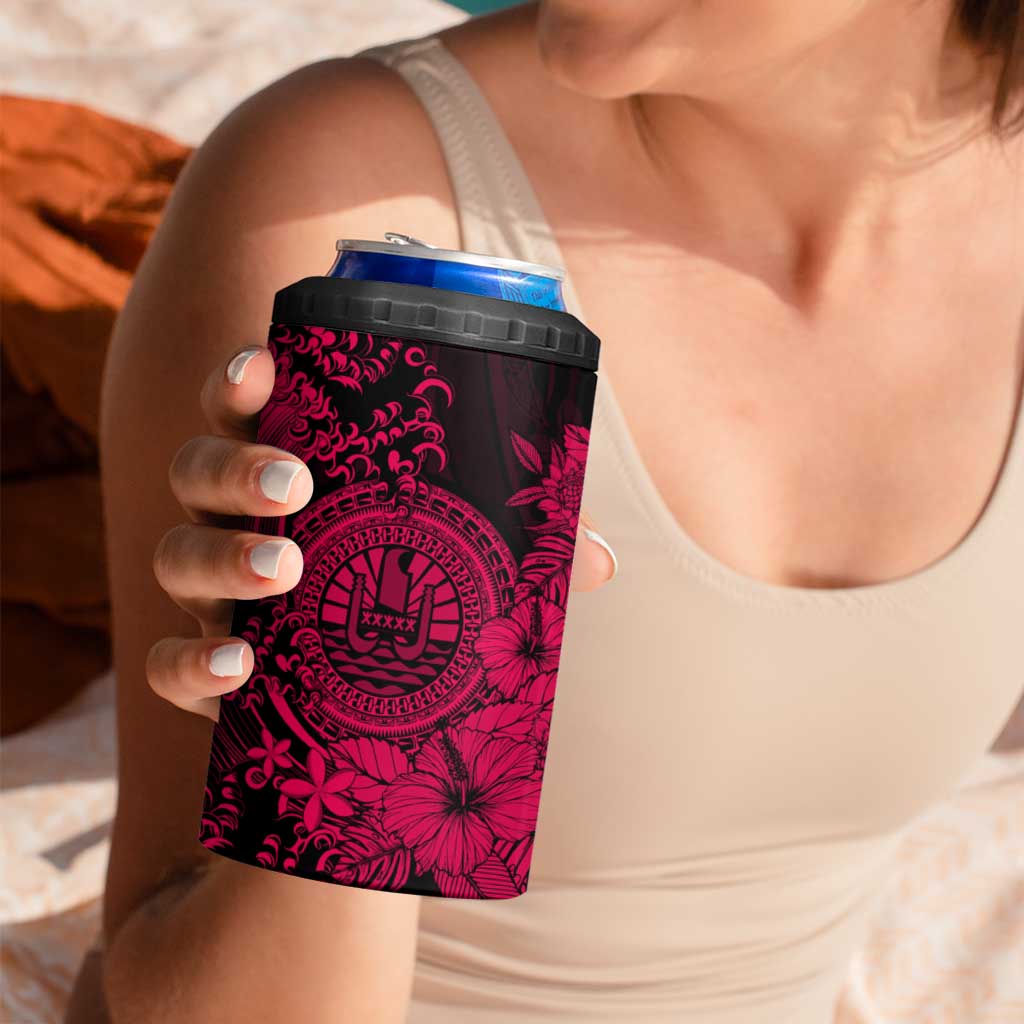 Pink Polynesian Tahiti Island 4 in 1 Can Cooler Tumbler The Wave of Water LT9 - Polynesian Pride