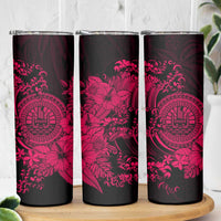Pink Polynesian Tahiti Island Skinny Tumbler The Wave of Water LT9 - Polynesian Pride