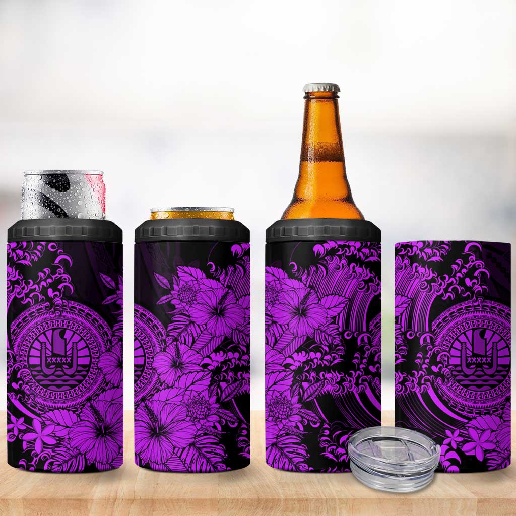 Purple Polynesian Tahiti Island 4 in 1 Can Cooler Tumbler The Wave of Water LT9 - Polynesian Pride
