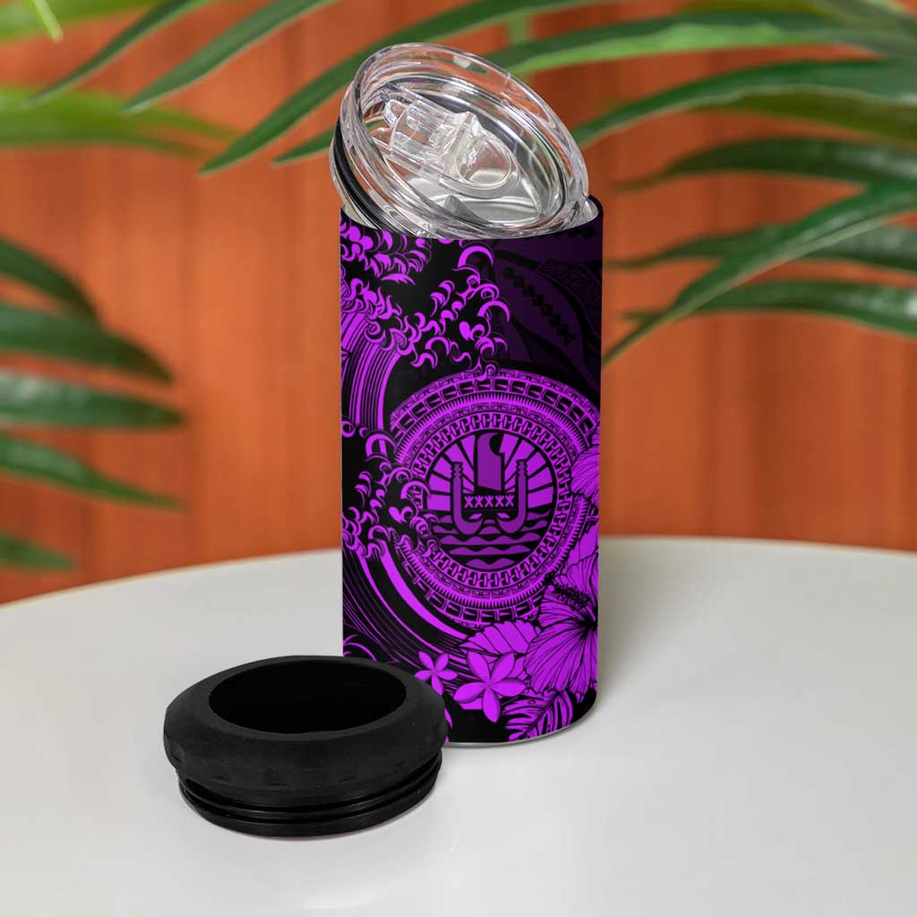 Purple Polynesian Tahiti Island 4 in 1 Can Cooler Tumbler The Wave of Water LT9 - Polynesian Pride