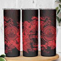 Red Polynesian Tahiti Island Skinny Tumbler The Wave of Water LT9 - Polynesian Pride