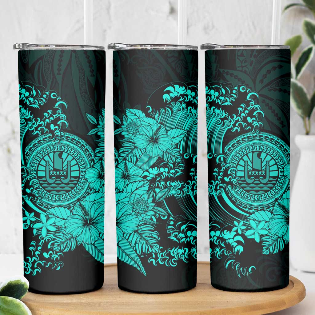 Turquoise Polynesian Tahiti Island Skinny Tumbler The Wave of Water LT9 - Polynesian Pride