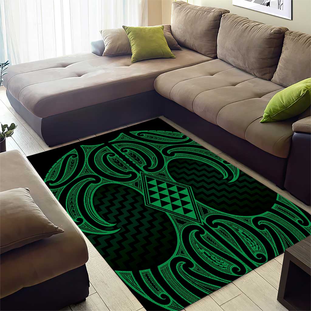 Kakariki Maori Ta Moko Poutama Art Area Rug