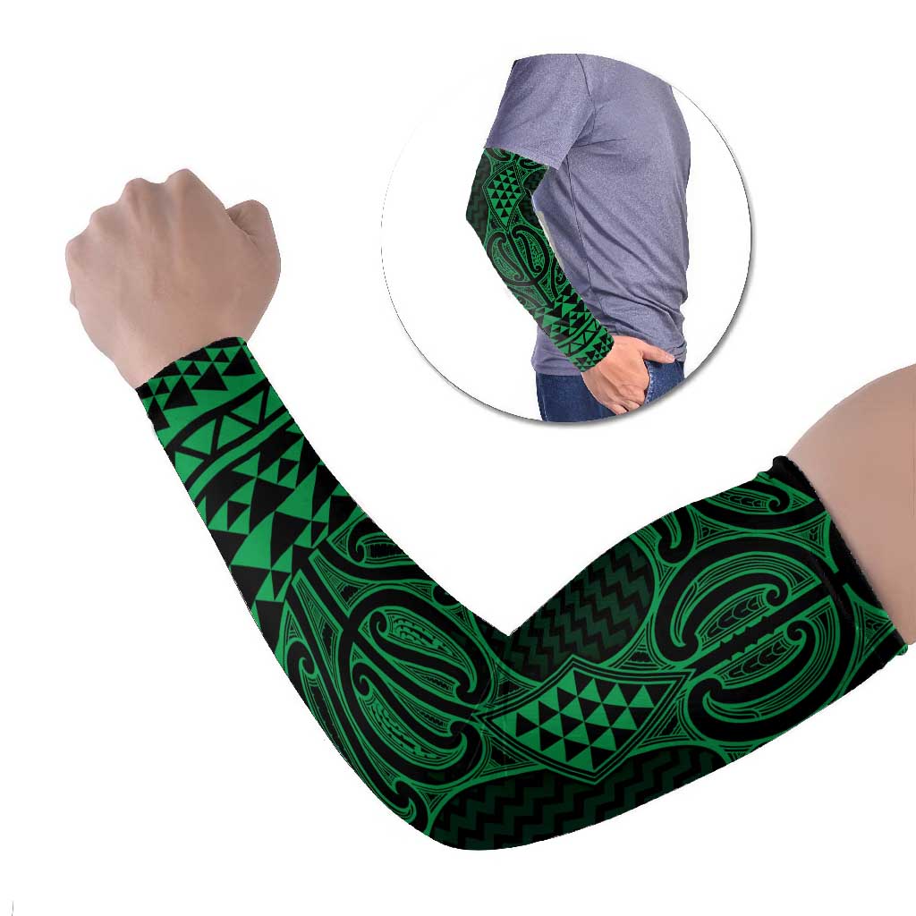 Kakariki Maori Ta Moko Poutama Art Arm Sleeves - Polynesian Pride