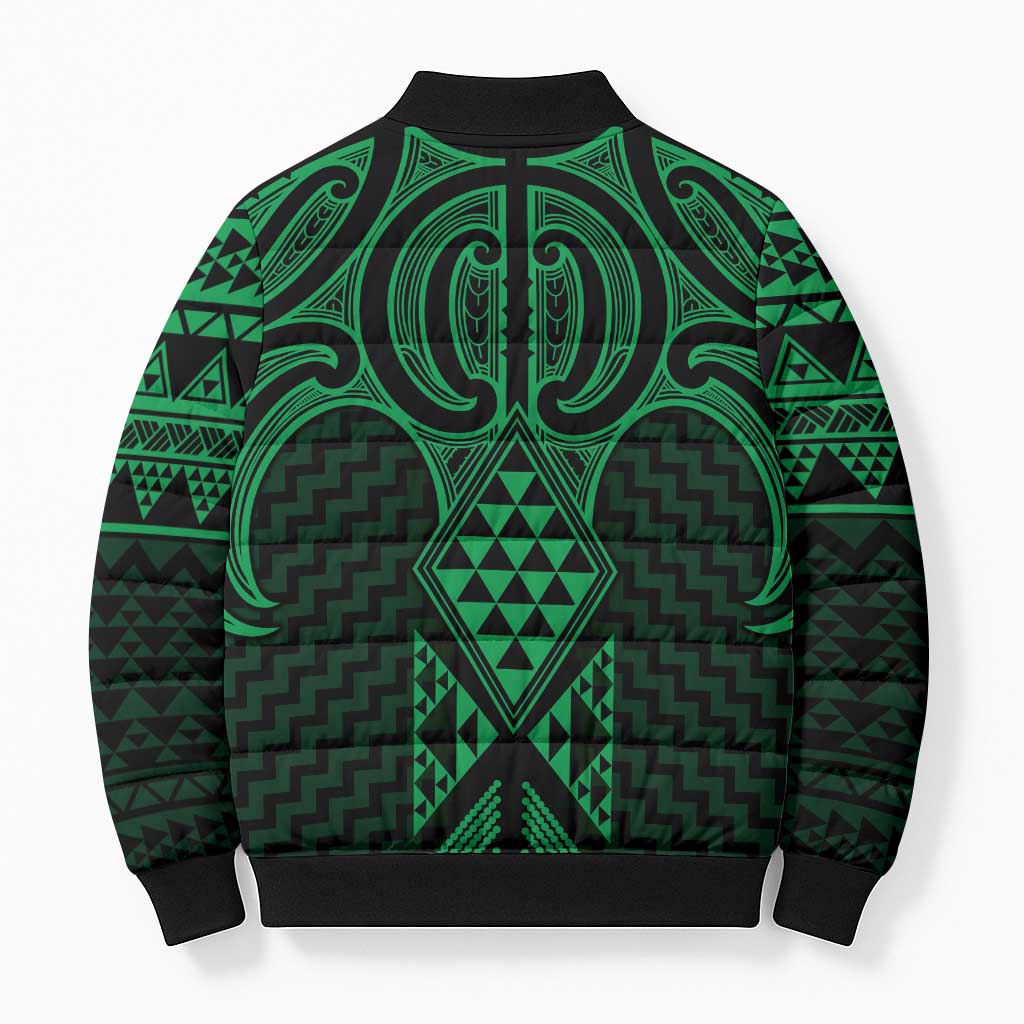 Kakariki Maori Ta Moko Poutama Art Bomber Puffer Jacket - Polynesian Pride