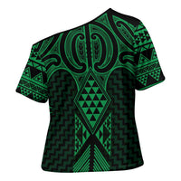 Kakariki Maori Ta Moko Poutama Art Cross Shoulder Shirt LT9 - Polynesian Pride