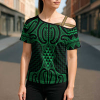 Kakariki Maori Ta Moko Poutama Art Cross Shoulder Shirt LT9 - Polynesian Pride