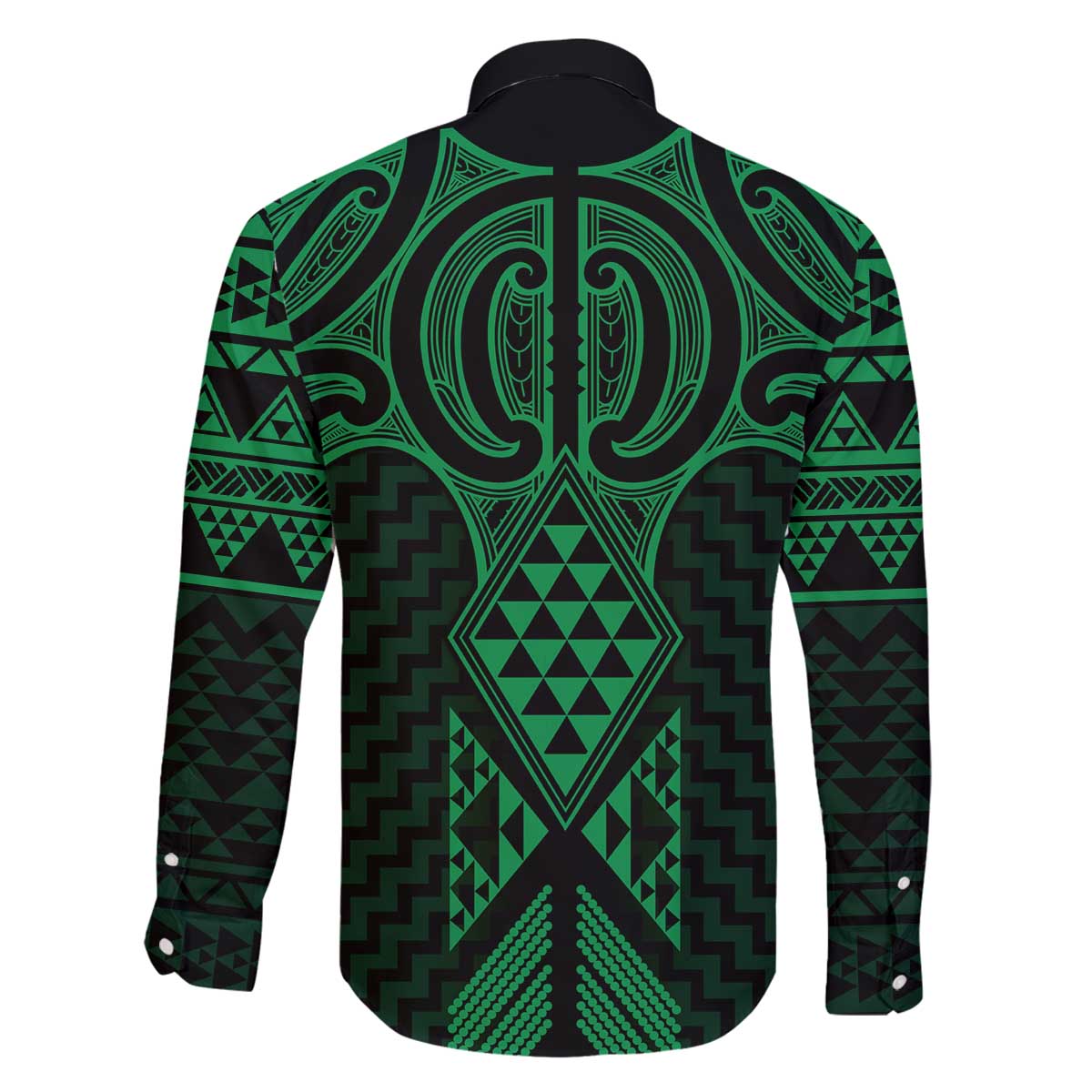 Kakariki Maori Ta Moko Poutama Art Family Matching Off The Shoulder Long Sleeve Dress and Hawaiian Shirt LT9 - Polynesian Pride