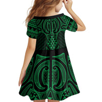 Kakariki Maori Ta Moko Poutama Art Kid Short Sleeve Dress LT9 - Polynesian Pride