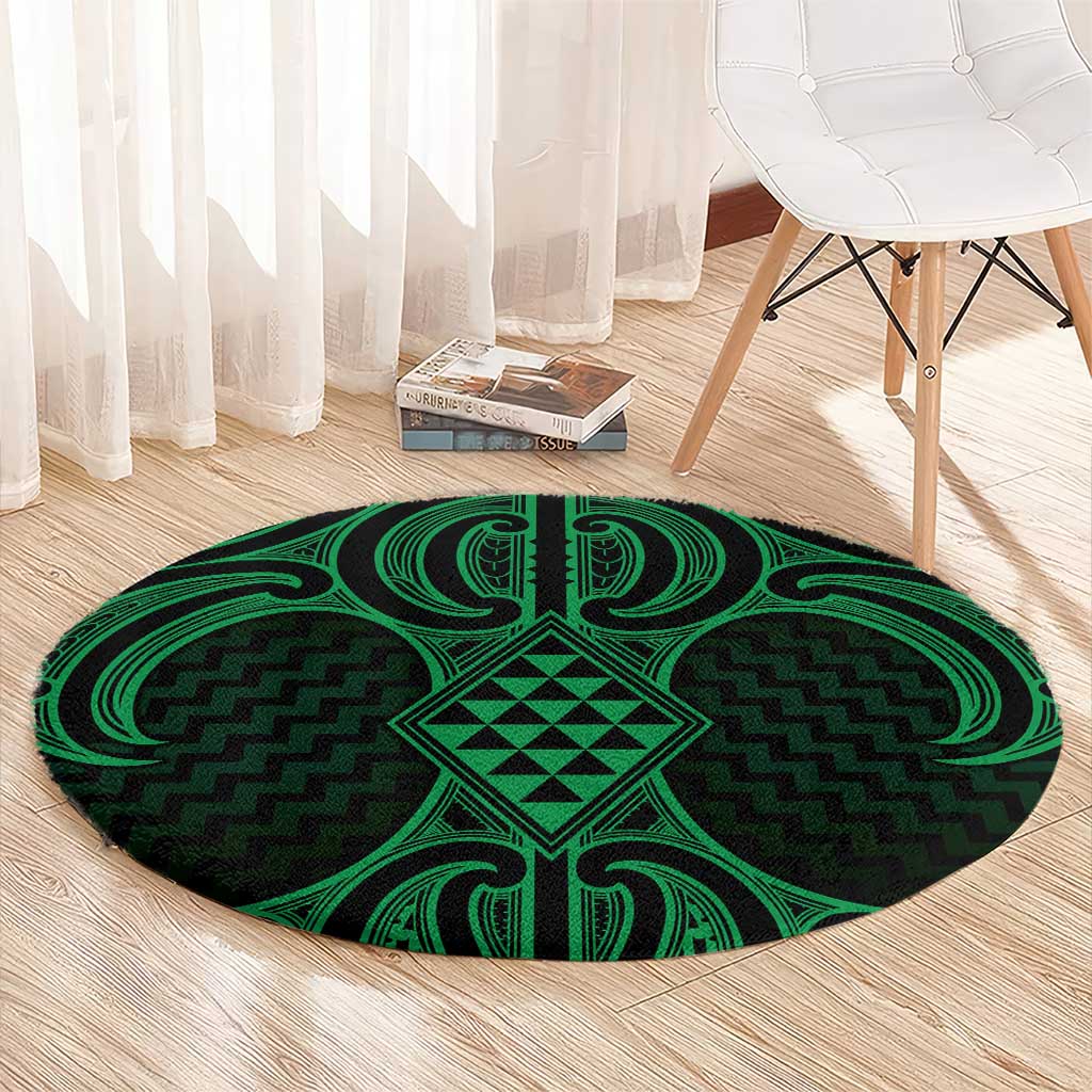 Kakariki Maori Ta Moko Poutama Art Round Carpet