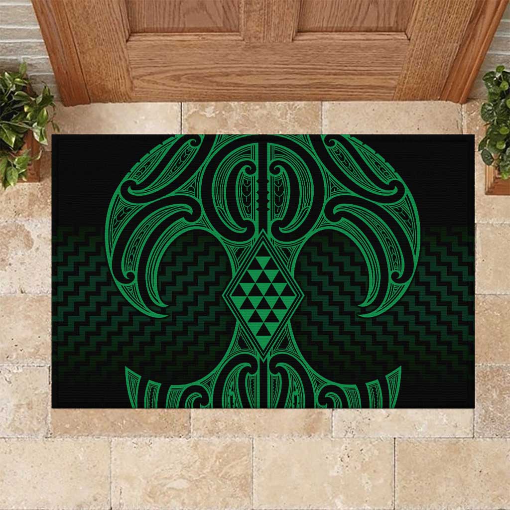 Kakariki Maori Ta Moko Poutama Art Rubber Doormat LT9 Green - Polynesian Pride