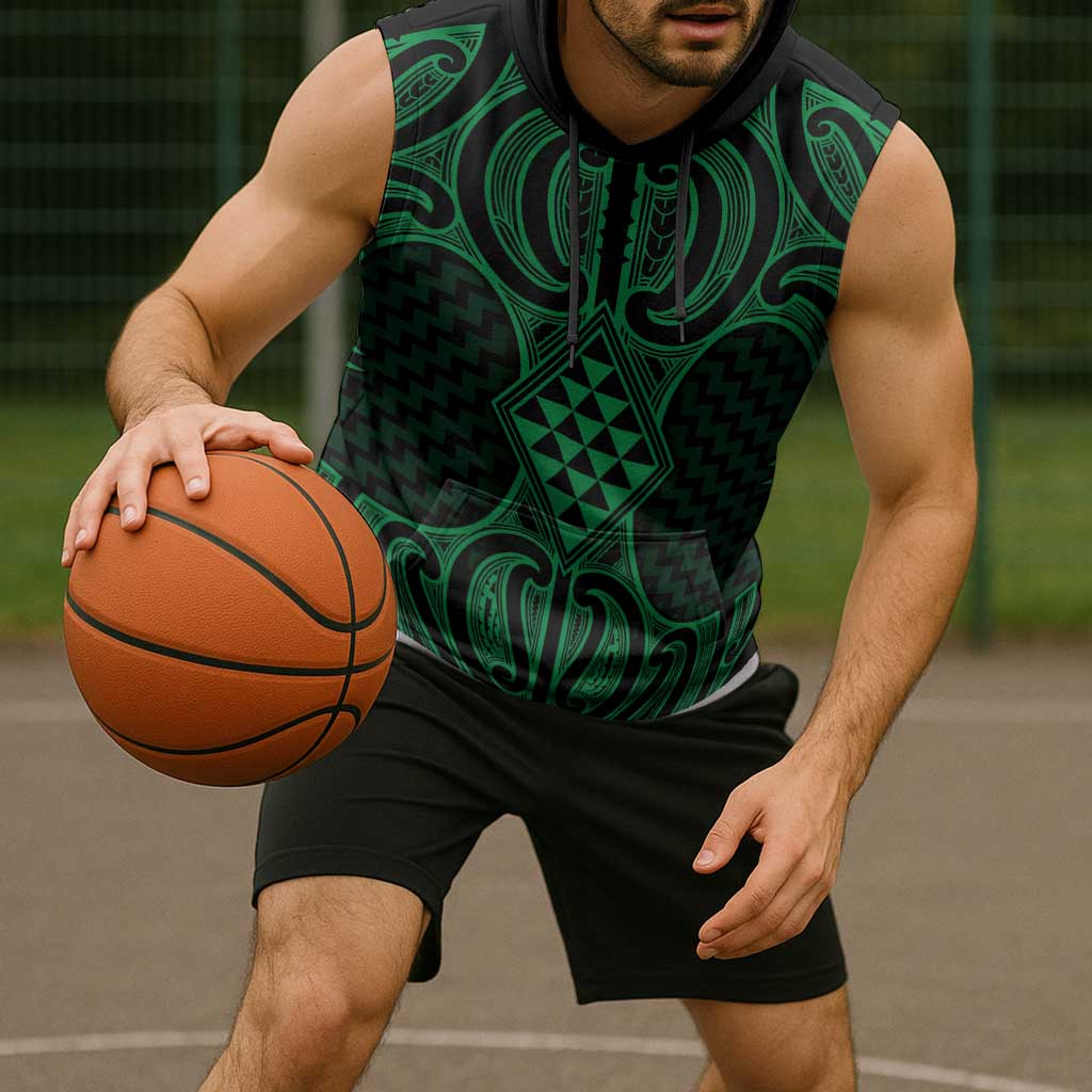 Kakariki Maori Ta Moko Poutama Art Sleeveless Hoodie - Polynesian Pride