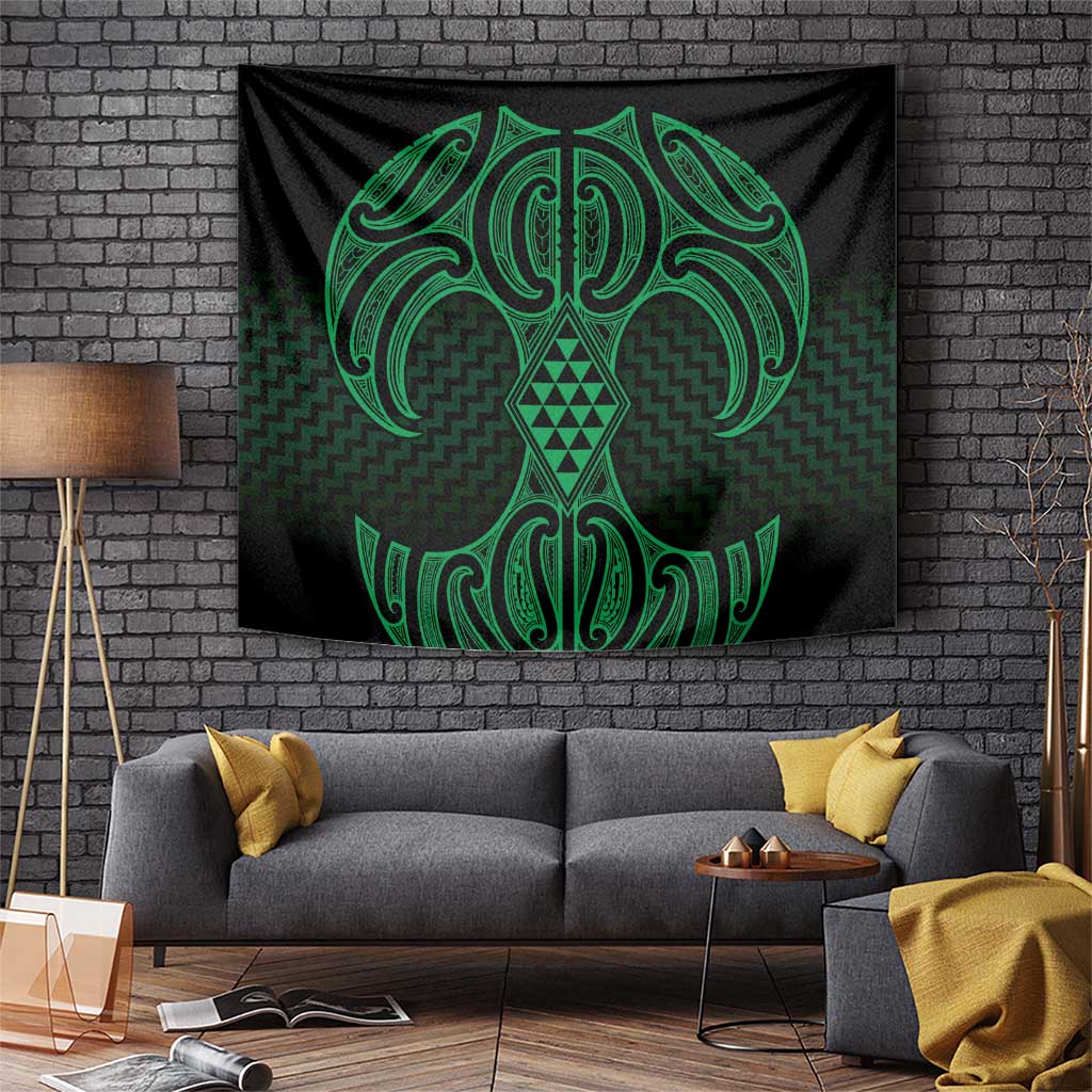 Kakariki Maori Ta Moko Poutama Art Tapestry LT9 Green - Polynesian Pride