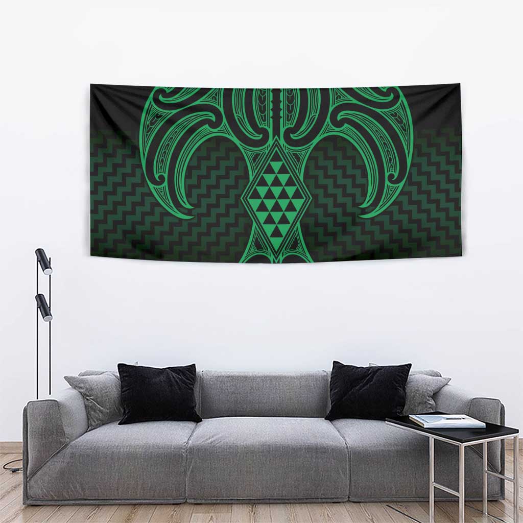 Kakariki Maori Ta Moko Poutama Art Tapestry