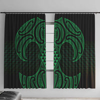 Kakariki Maori Ta Moko Poutama Art Window Curtain LT9 With Hooks Green - Polynesian Pride