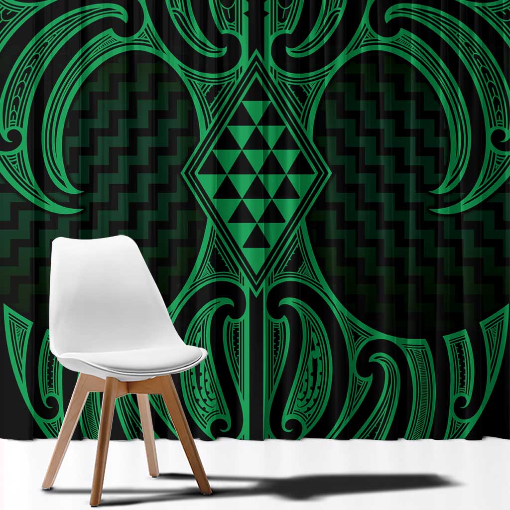 Kakariki Maori Ta Moko Poutama Art Window Curtain LT9 - Polynesian Pride