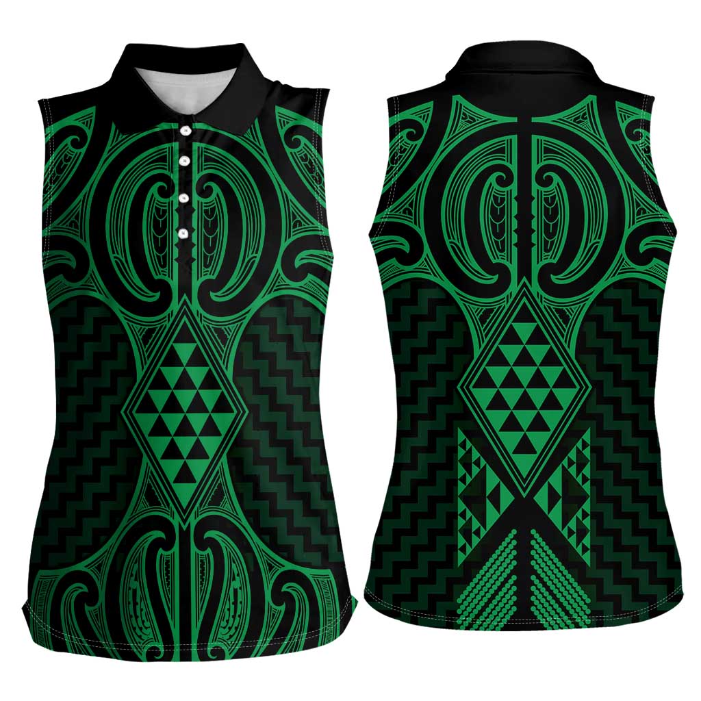 Kakariki Maori Ta Moko Poutama Art Women Sleeveless Polo Shirt LT9 - Polynesian Pride