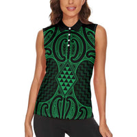 Kakariki Maori Ta Moko Poutama Art Women Sleeveless Polo Shirt LT9 - Polynesian Pride