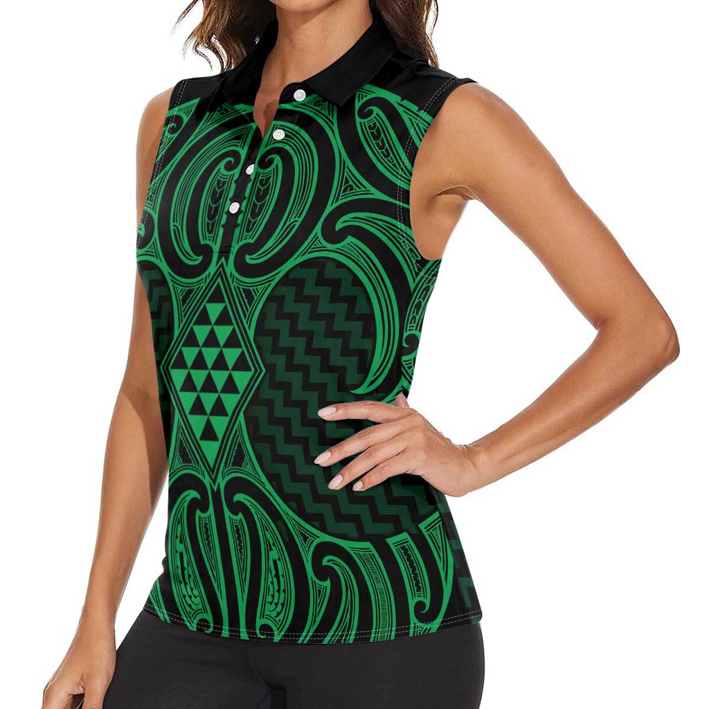 Kakariki Maori Ta Moko Poutama Art Women Sleeveless Polo Shirt LT9 - Polynesian Pride