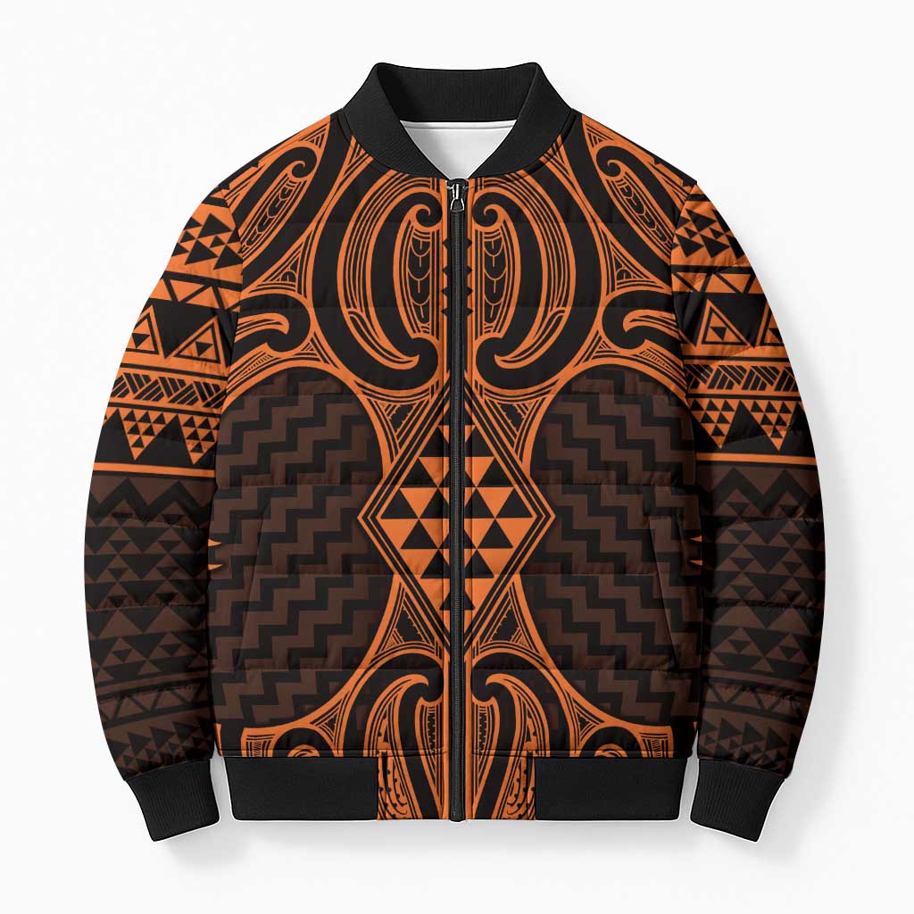 Karaka Maori Ta Moko Poutama Art Bomber Puffer Jacket LT9 Unisex Gold - Polynesian Pride