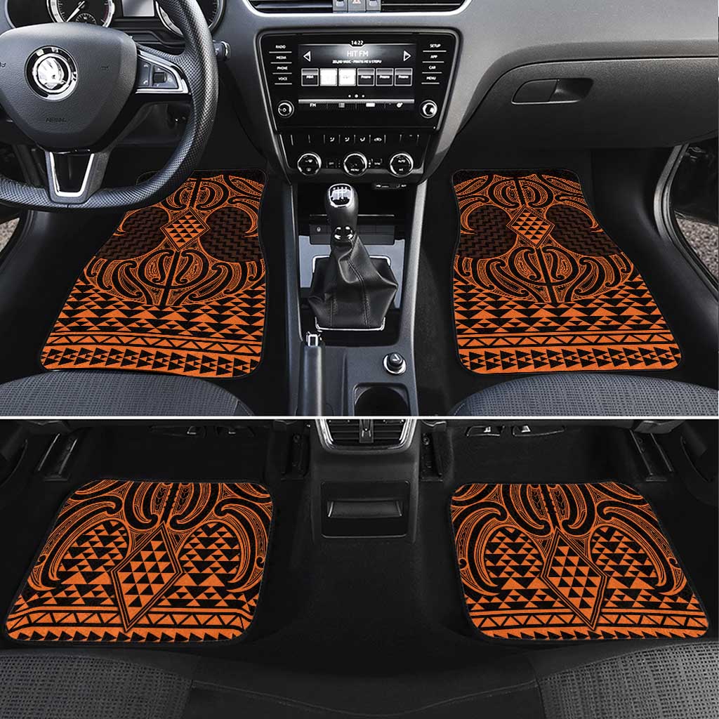 Karaka Maori Ta Moko Poutama Art Car Mats LT9 Set 4pcs Gold - Polynesian Pride