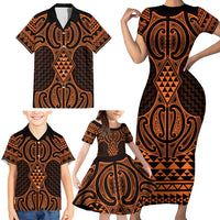 Karaka Maori Ta Moko Poutama Art Family Matching Short Sleeve Bodycon Dress and Hawaiian Shirt LT9 - Polynesian Pride