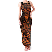 Karaka Maori Ta Moko Poutama Art Family Matching Tank Maxi Dress and Hawaiian Shirt LT9 Mom's Dress Gold - Polynesian Pride