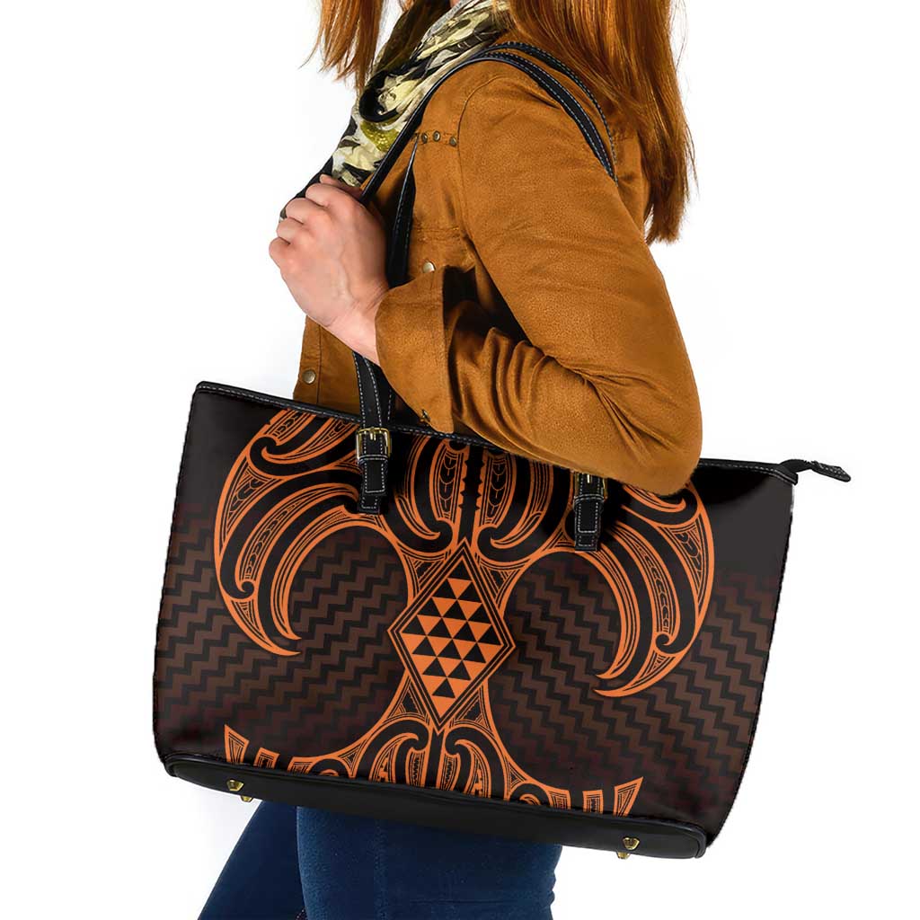 Karaka Maori Ta Moko Poutama Art Leather Tote Bag LT9 Gold - Polynesian Pride
