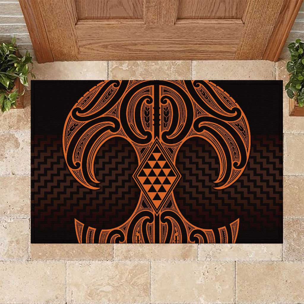 Karaka Maori Ta Moko Poutama Art Rubber Doormat LT9 Gold - Polynesian Pride