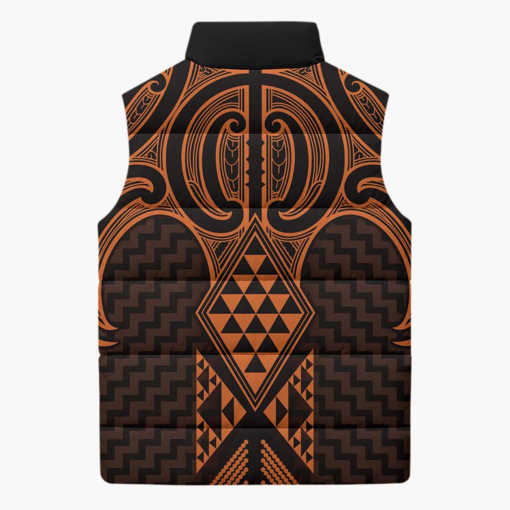 Karaka Maori Ta Moko Poutama Art Sleeveless Puffer Jacket LT9 - Polynesian Pride